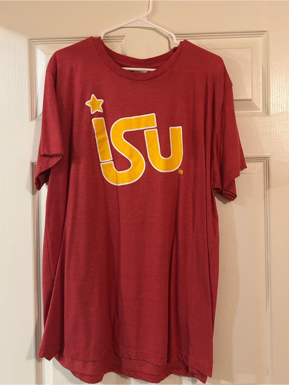 ISU Short Sleeve Tee in Red with Yellow Logo
